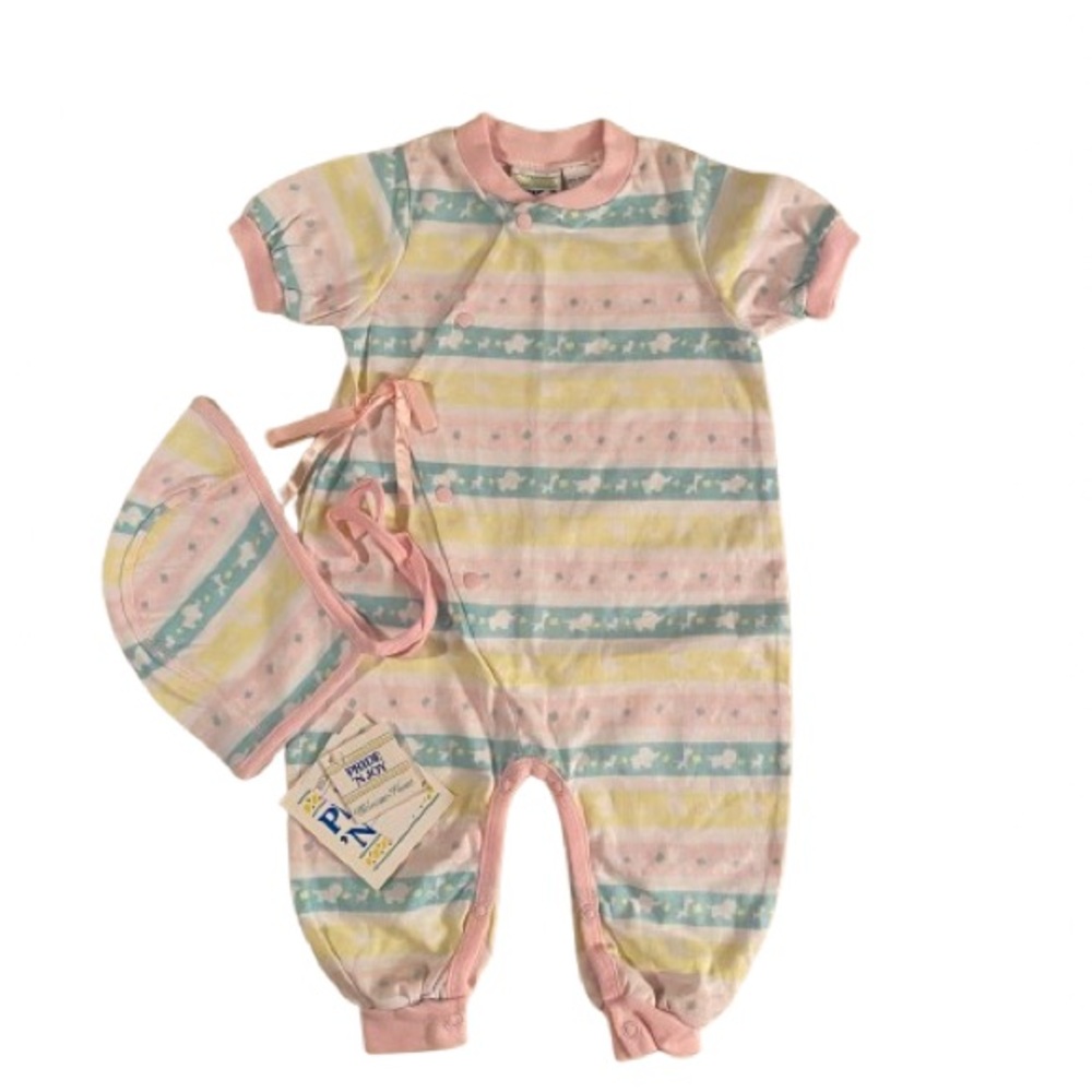 Pride ‘n Joy Infant's One Piece w/ Matching Hat Size 6-9mos Cotton Vintage NWT